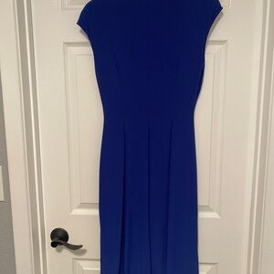 American Living Blue Sheath Midi Dress with Cap Sleeves